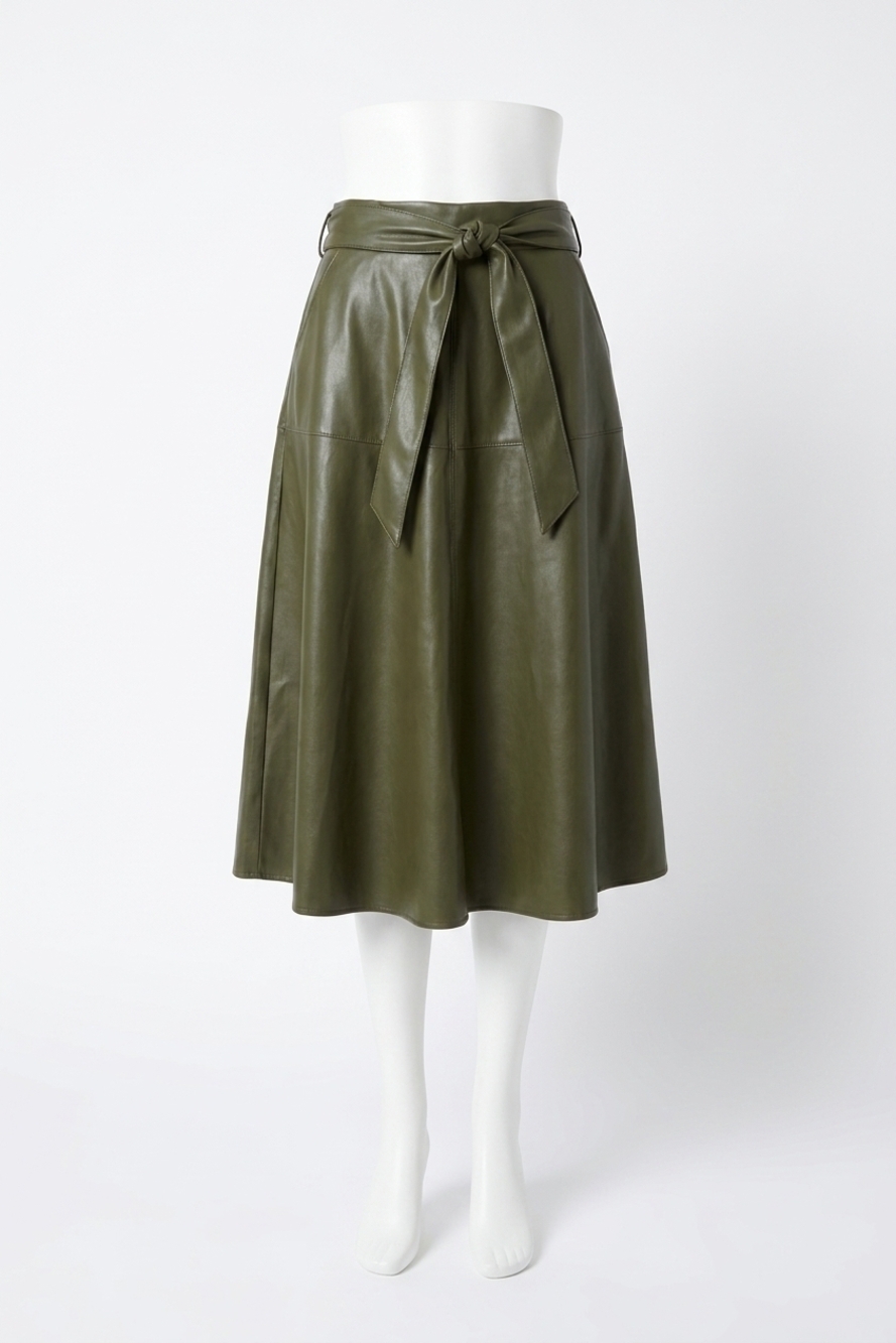NEW JADE brynn pleather midi skirt in brown